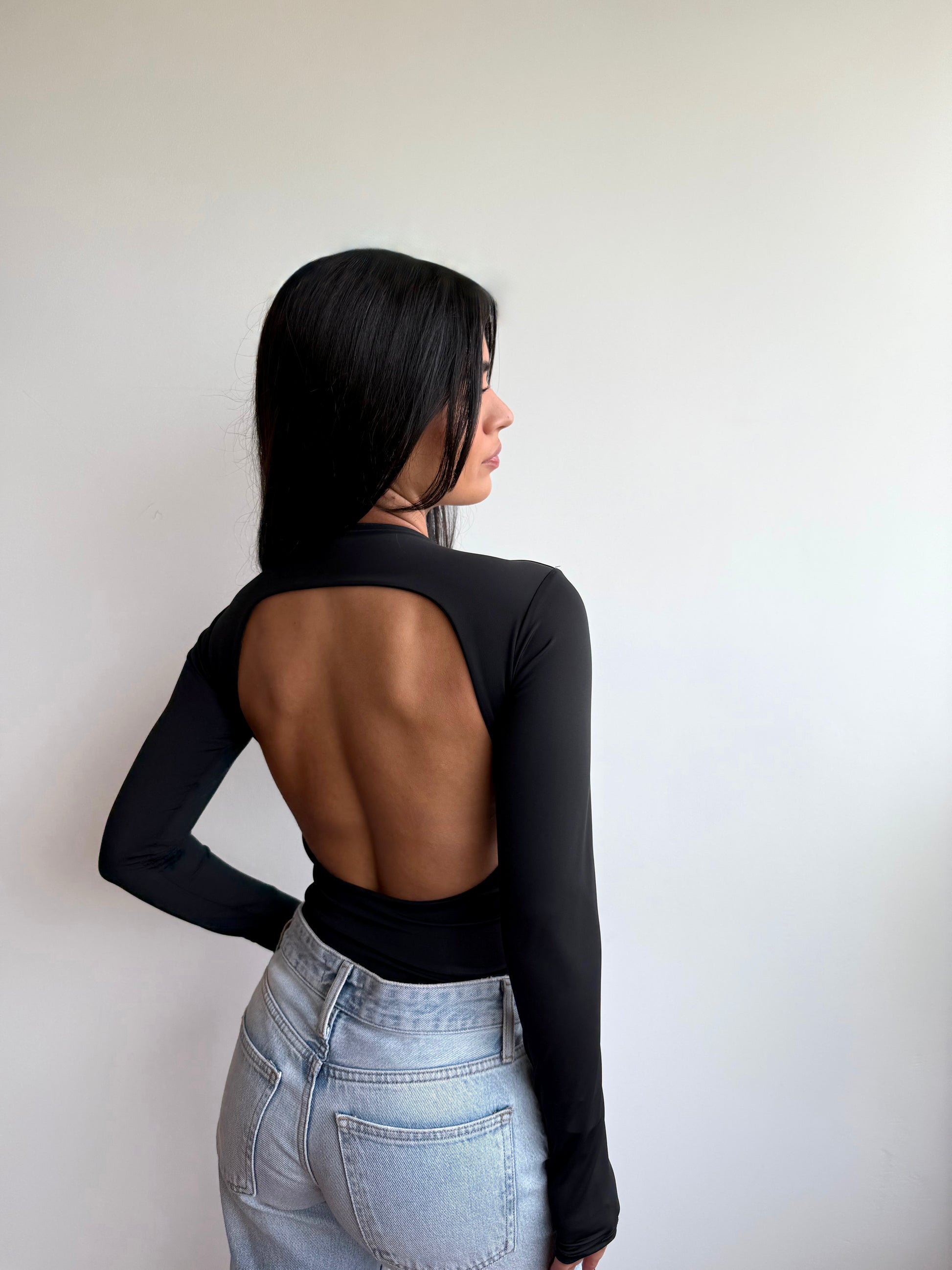Backless Long-sleeve Bodysuit Baii Collection Backless Long-sleeve Bodysuit Baii Collection
